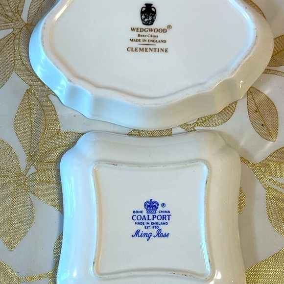 Set Of 2 Wedgwood Clementine Silver Tray  Dish 4.5”VTG Coalport Rose Pin Dish 3” - Picture 2 of 5